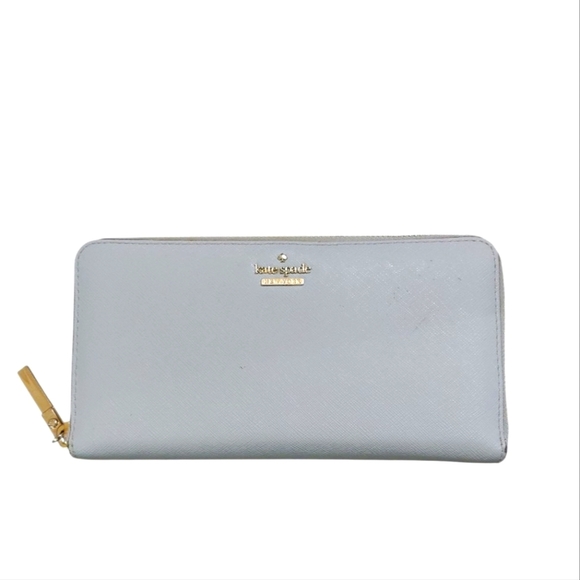 Kate Spade Brynn Light Blue Saffiano Wallet Zip Around - Picture 1 of 8